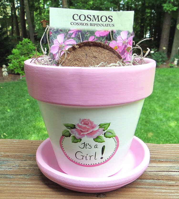 Baby Girl Flower Pot Gift Set by EllensClayCreations on Etsy
