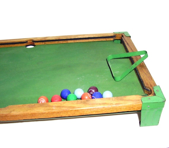 Vintage Toy Pool Table 1940s Billiards Game by OceansideCastle