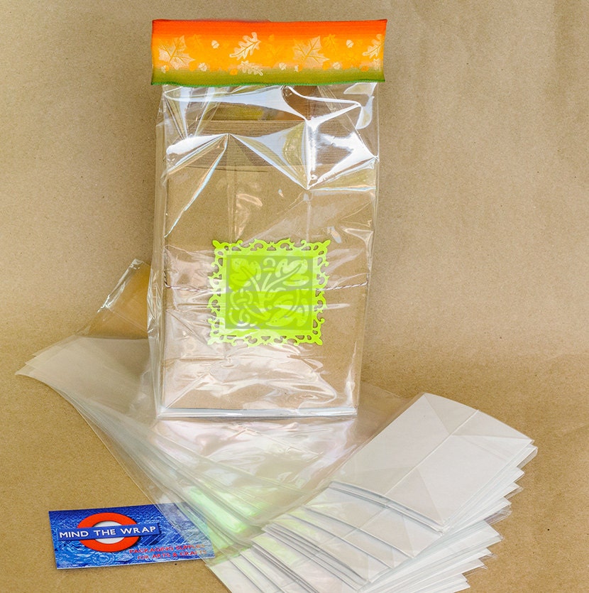 100 Clear Flat Bottom Gusset Bags with Insert 5 x by MindtheWrap