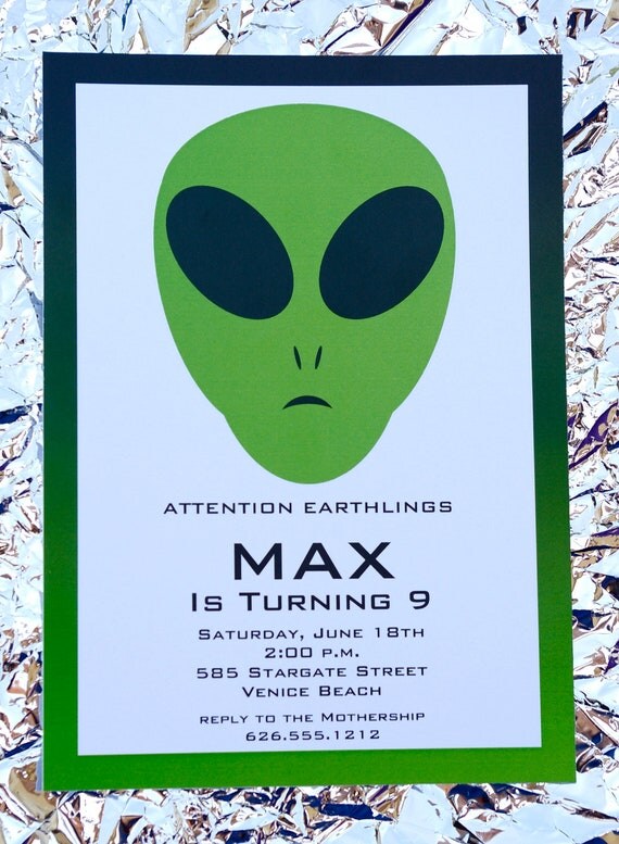 Items Similar To Alien Birthday Party Invitation Alien Invite Alien Party Alien Birthday