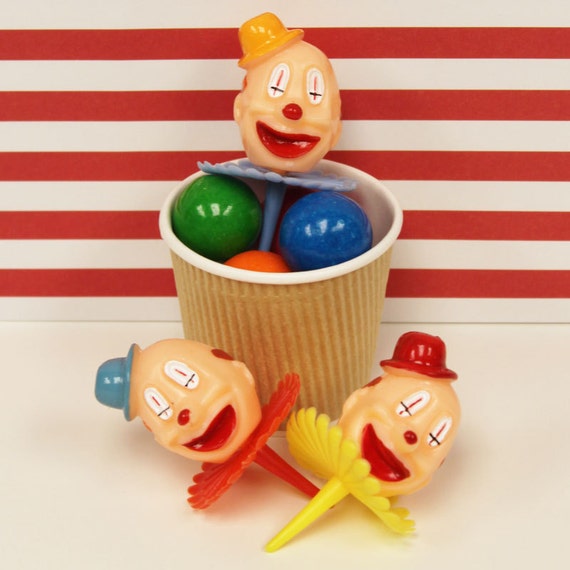 Clown Cupcake  Picks, cupcake clown   Toppers,Cupcake Toppers, Cupcake Clown vintage 10 toppers Cupcake