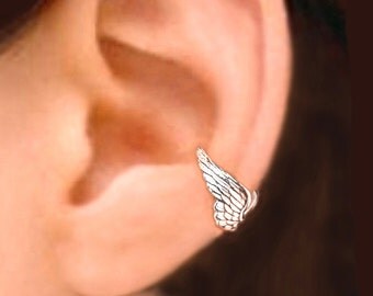 Tiny Angel wing ear cuff Sterling Silver earrings Wing jewelry wing earrings Sterling silver ear cuff Small clip men & women earcuff C-067