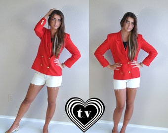vtg 80s cherry red CHRISTIAN DIOR Boyfriend BLAZER jacket Medium military