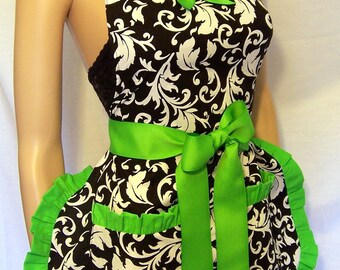 Hoestess Apron Black and White, ALL COLORS, Scotch Guarded
