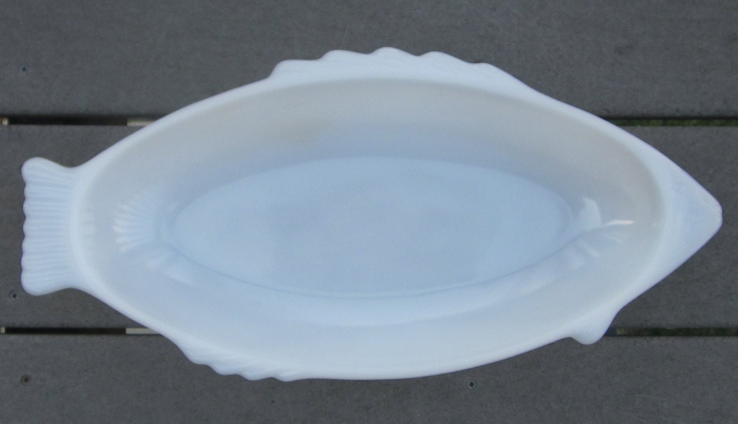 Vintage USA Glasbake 18 Milk Glass Fish Platter Dish