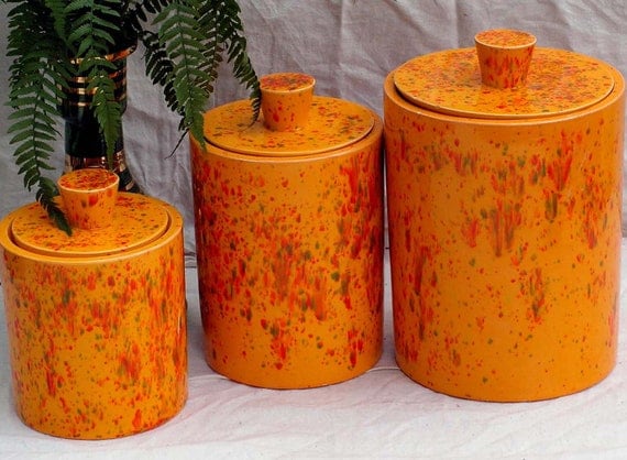 orange kitchen canisters vintage canister set orange speckle spatter retro 1970s orange kitchen canisters vintage canister set orange speckle spatter retro 1970s