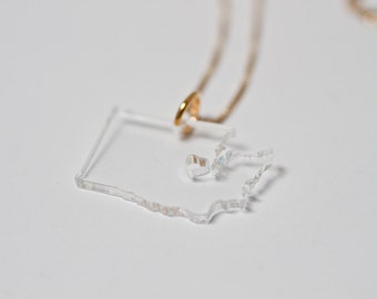 Washington State Necklace - Clear - Washington Necklace State Love Necklace State Jewelry Personalized Necklace With Heart