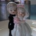 RESERVED 60s Wedding Cake Topper Vintage - Handpainted Porcelain - Darling Couple