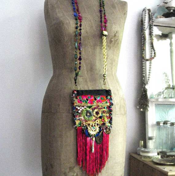 Ecstasy Bag Cross Body Antique Embroidered Velvet Silk