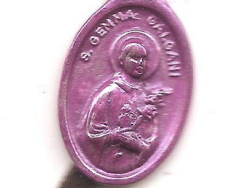 Back Pain, St. Gemma Patron Saint Medal on Brown Suede Bracelet