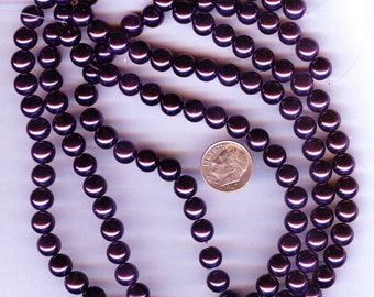 8mm Elegant True Deep Purple Glass Pearls 52pcs