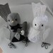 Wedding cake topper Love Birds - Fabric Bird Cake topper - in dark grey black and ivory linen lace fabric