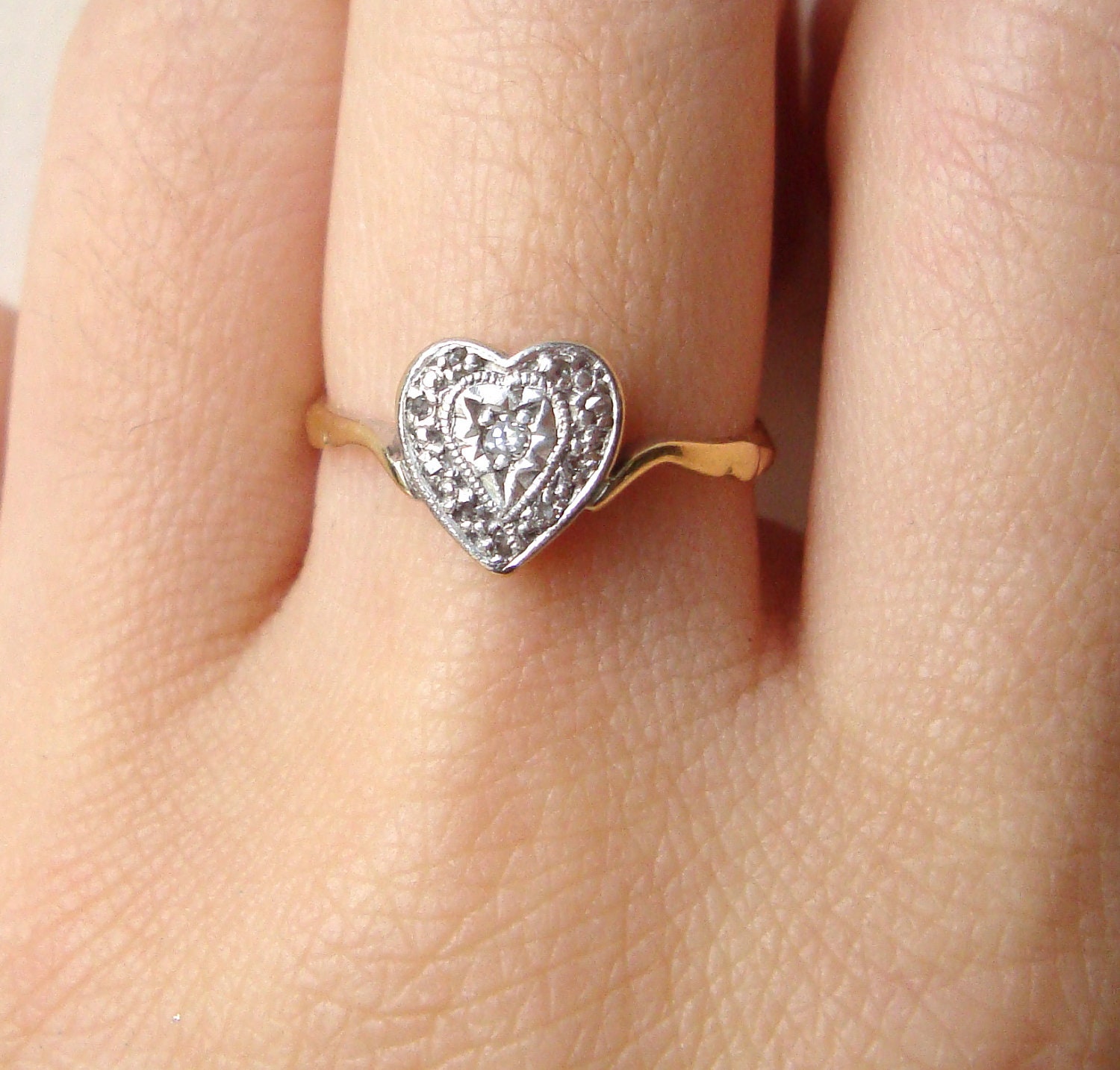 Vintage Heart Diamond Ring 5