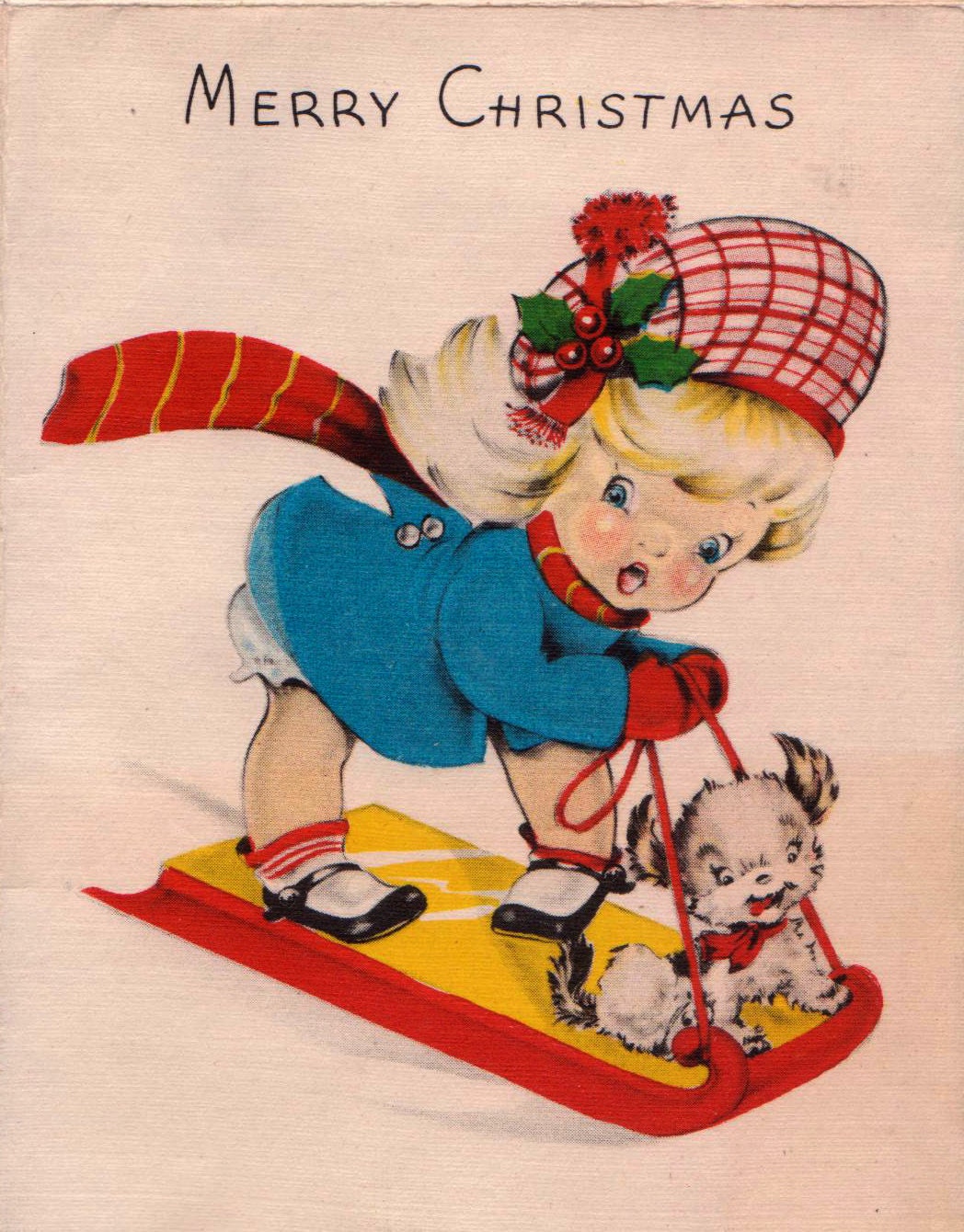 1940s Merry Christmas Vintage Greetings Card B1