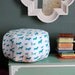 SALE Pouf - Ready to Ship 24" Ottoman Turquoise and White Dog Print