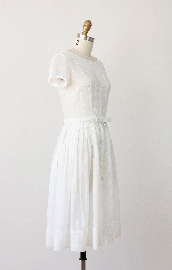 White Embroidered Cotton Vintage Wedding Dress