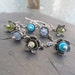 Sterling Silver Charm Bracelet Funky Wire Wrapped blues and green