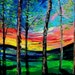 Summer Sunset - huge 24x48 impasto abstract landscape original oil painting by Aja