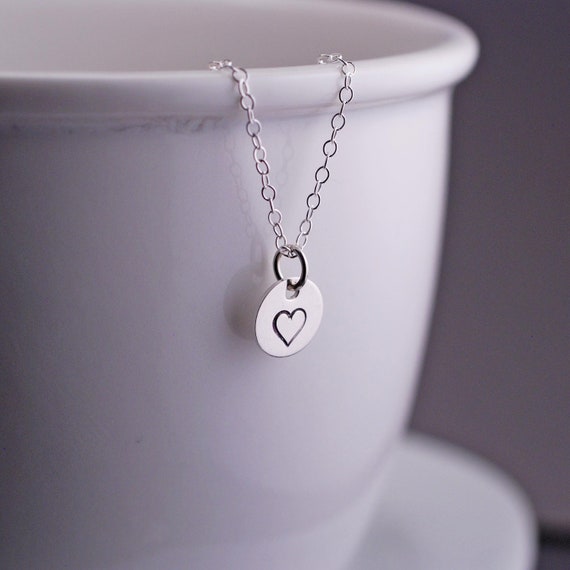 Mini Elongated Heart Charm Necklace