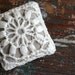 Linen pincushion - crochet motif