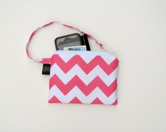 New Pink Chevron Wristlets Ready to ship cell phone, iphone, camera gadget bag