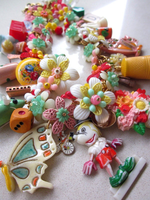 RESERVED Vintage Toy Necklace Flower necklace Statement