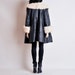 black leather fox fur collar swing coat / m / l / midnight city coat