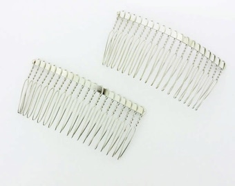 80mm (3 inch) Silver Metal Hair Comb - 12 pieces