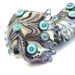 Italian Marble - Handmade Lampwork Glass Bead Set in Grey, Ivory and Aqua (3) OOAK