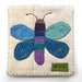 Textile Wall Hanging / Miniature Art Quilt / Hand Embroidered Art / Blue Butterfly / Kids Decor