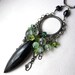 Black Spinel and Mixed Green Gemstone Necklace on Silver