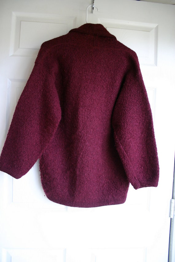 Vintage WINE Color Button Up WOOL Sweater with metal