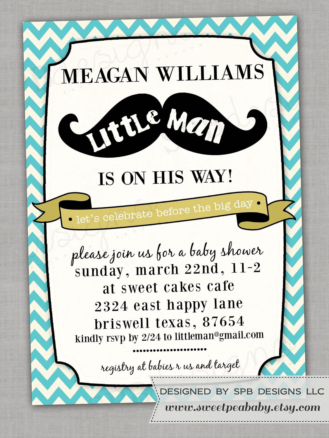 Mustache Baby Shower Invitation Little Man  Etsy