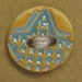 SALE Stamped Star Ceramic Stoneware Button - Burnt Turquoise - FREE SHIPPING