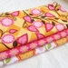 Baby Girl Burp Cloth Set - Andalucia - Fuschia & Tangerine - Set of 3 burp pads with pink terry cloth backing