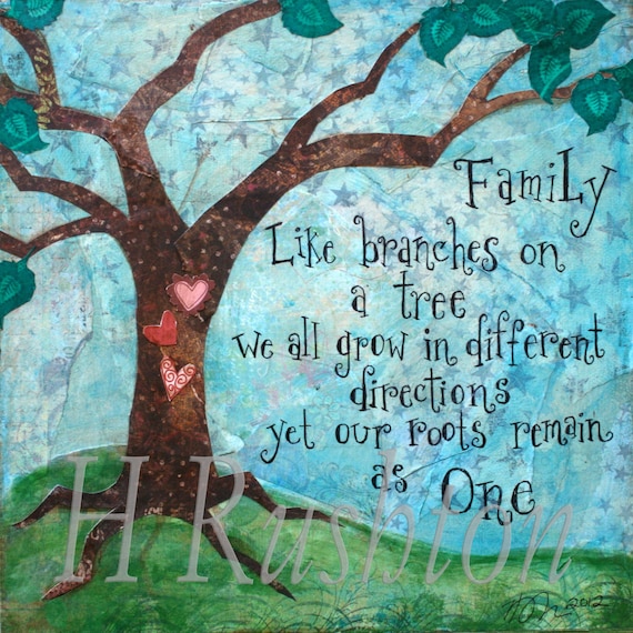 Family Quote Family Tree Art Mixed Media Art Print Home | Etsy