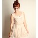 Tan and White Checker Sun DRESS Vintage Reconstruction Handmade DIY Ruffle