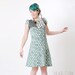 Mint green dress - Knee-length jersey dress - Dots and patchwork - short sleeves