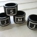 Distressed Wood Napkin Rings with Initials - Set of 4