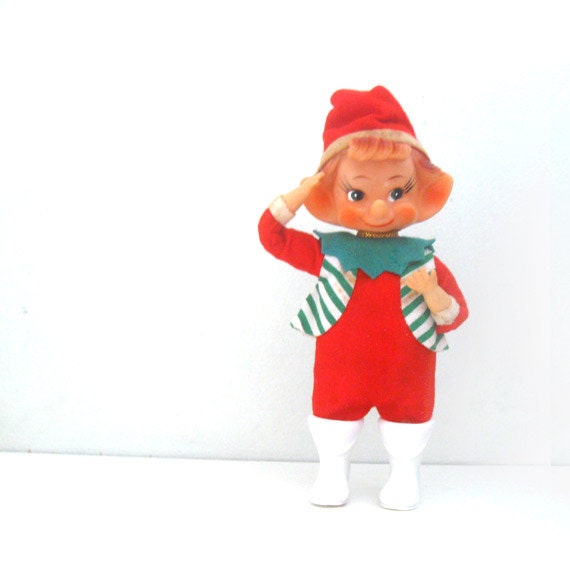 Large Vintage Christmas Pixie Elf Doll Ornament by ModandMint