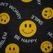 FABRIC 70s style Smiley Face Happy Have a Nice Day Yellow Black