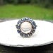 RESERVED for Jamie - Stunning Old 14K Gold Moonstone and Blue Sapphire Ring - Halo Style - Beautiful Color