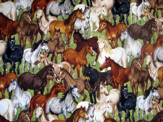 Gymkhana Horse Herd Cotton Quilting Fabric by NewEnglandQuilter