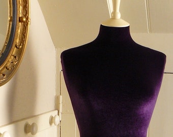 Display Mannequin Sumptuous Velvet Plush Dressform in a Deep Aubergine Purple