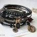 ON SALE - Midnight Guadalupe Bangle Stack - set of 10 Bangles - urban gypsy bracelets