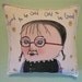 art pillow- good to be odd- ooak on canvas fabric- one of a kind- creepy art- strange girl- illustration- fabric