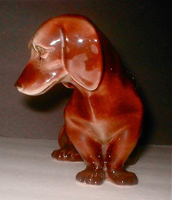 Dachshund Figurine Large Dog Vintage 50s Sitting Pretty