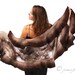 SALE - Felted shawl - Elegant Brown colors pallet Wavy Ruffle - Soft wool
