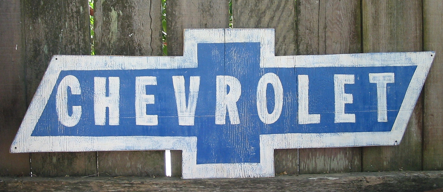 Vintage Style Wooden Chevrolet Sign