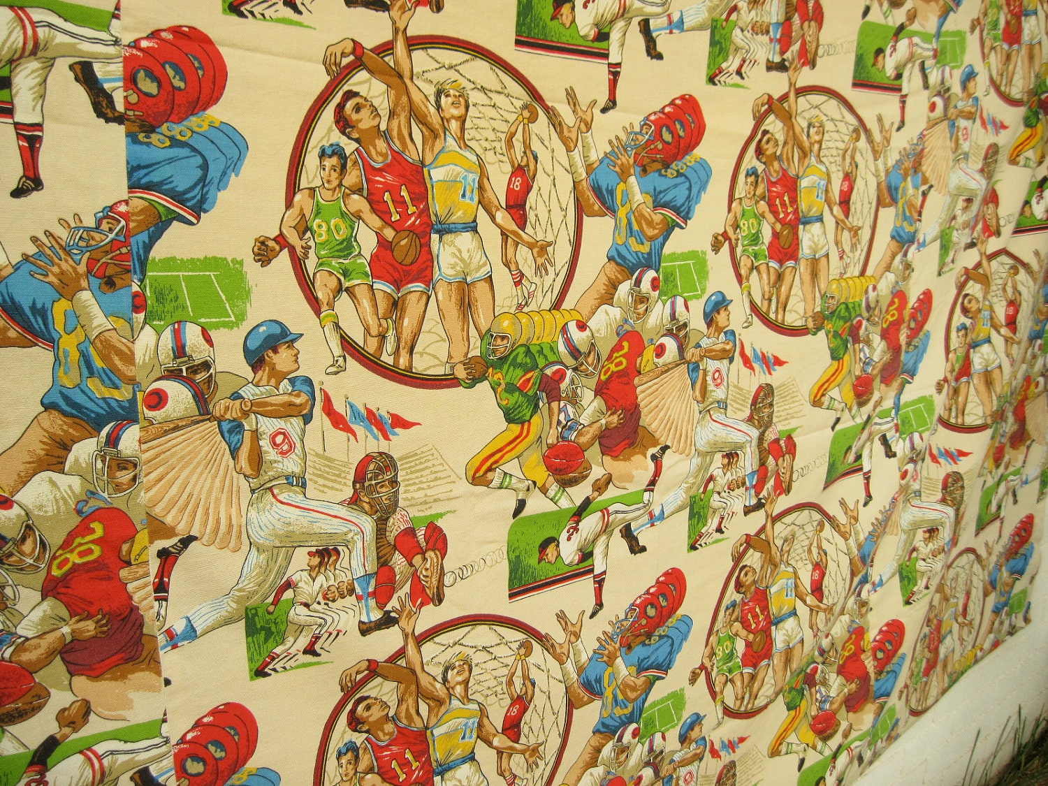Vintage Sports Fabric Baseball Football Basketball Vintage